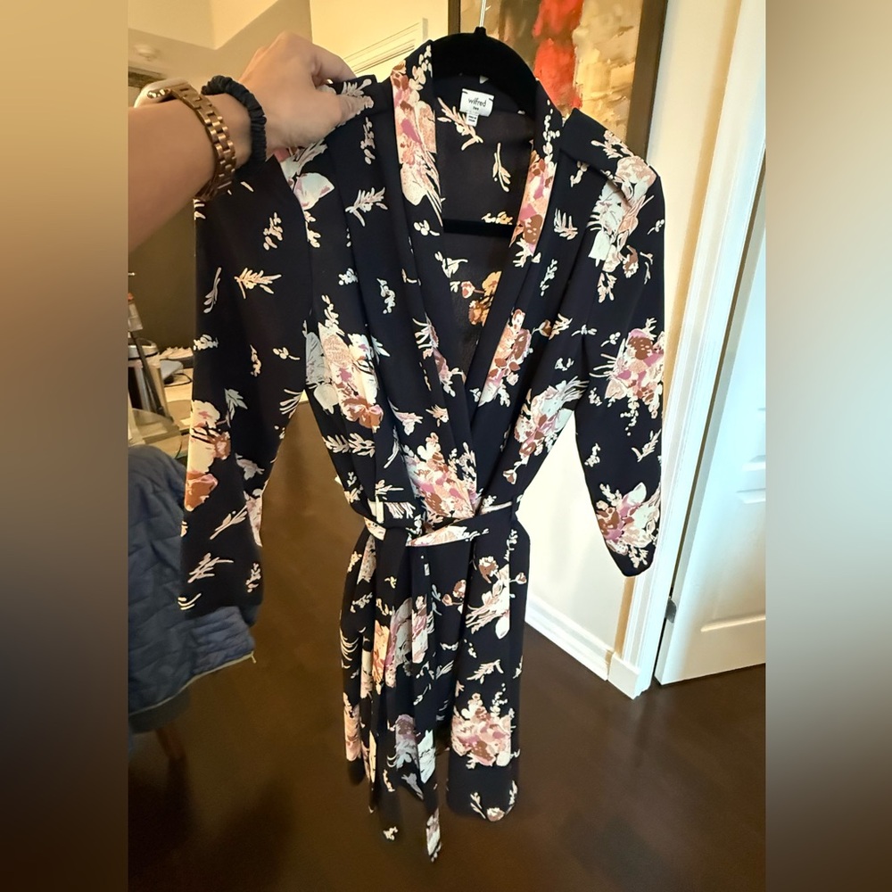 Aritzia collared mini Floral Wrap Dress